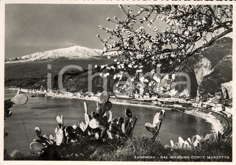 1950 ca TAORMINA (ME) Veduta dal giardino Conte MARZOTTO *Cartolina FG NV