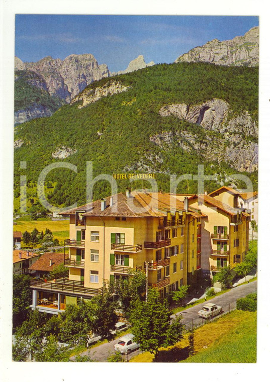 1970 ca MOLVENO (TN) Hotel BELVEDERE e panorama *Cartolina ANIMATA VINTAGE FG NV