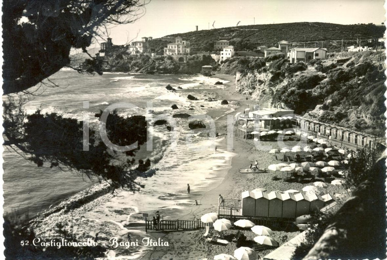 1953 LIVORNO Panoramica aerea bagni ITALIA a CASTIGLIONCELLO *ANIMATA FG VG
