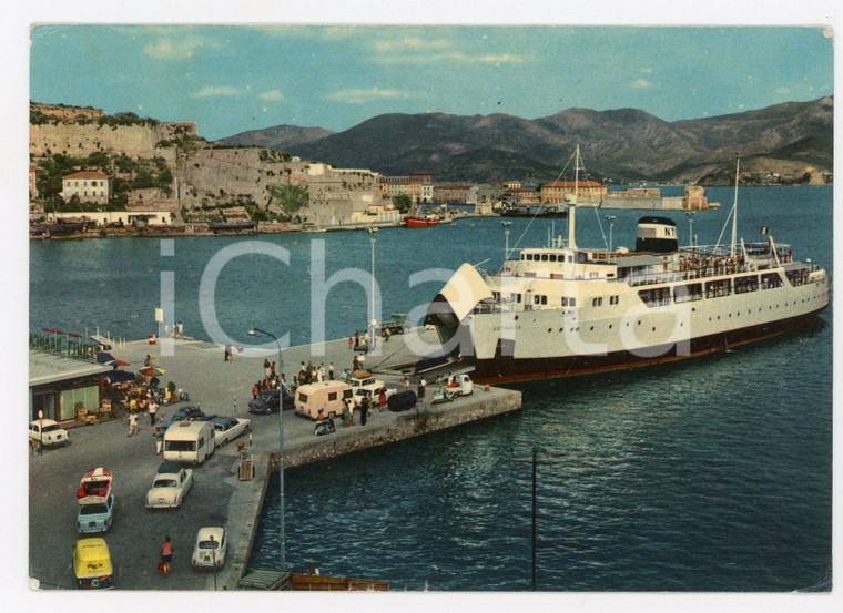 1968 PORTOFERRAIO (LI) L'imbarco sulla motonave AETHALIA Cartolina VINTAGE FG VG