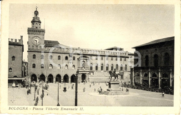 1933 BOLOGNA Piazza VITTORIO EMANUELE II con Palazzo D'ACCURSIO *ANIMATA FP VG