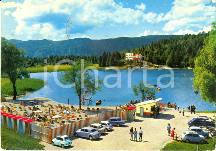 1967 LAVARONE (TN) Veduta del lago con i bagni LIDO *Cartolina FG VG VINTAGE