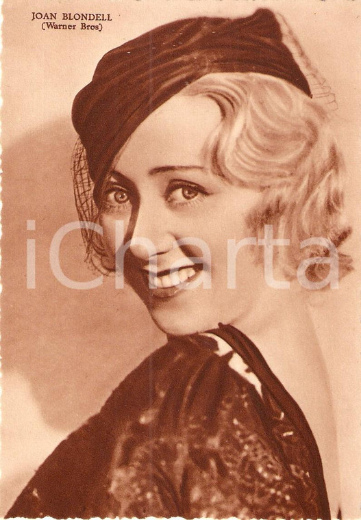 1937 CINEMA Ritratto Joan BLONDELL attrice WARNER BROS *Cartolina FG NV