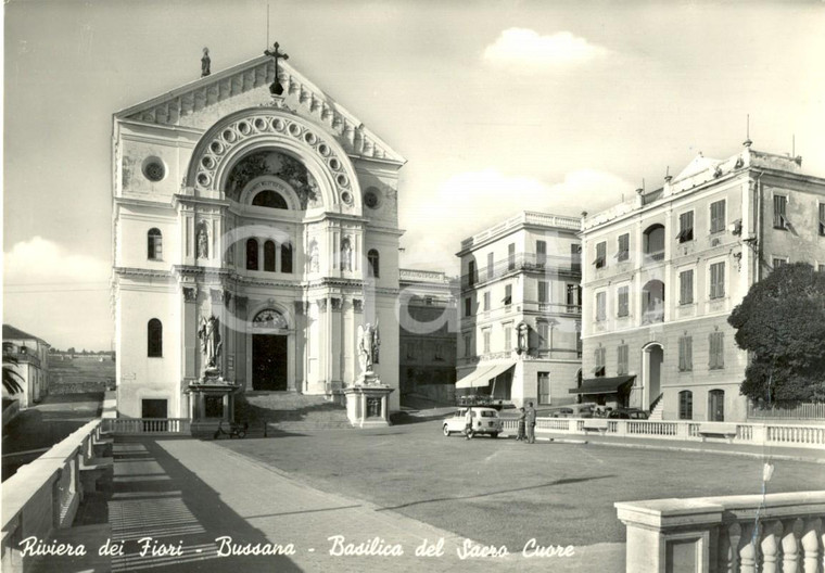 1958 BUSSANA (IM) Riviera dei Fiori - Basilica del Sacro Cuore *Cartolina FG VG