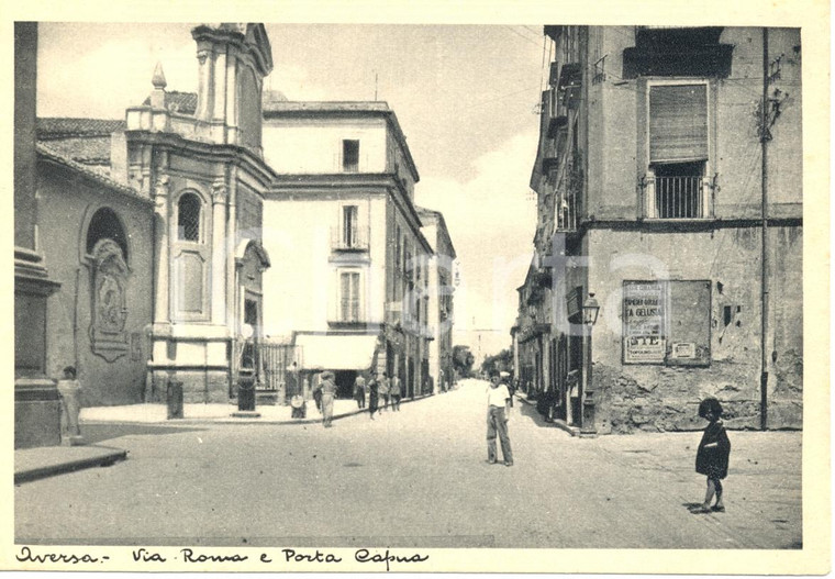 1940 ca AVERSA (CE) Veduta di via ROMA da porta CAPUA * Cartolina FG NV