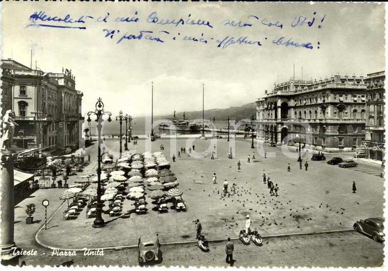 1956 TRIESTE Veduta di piazza UNITA' verso il mare *ANIMATA FG VG