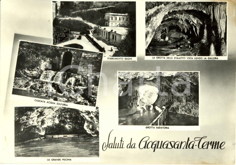 1955 ACQUASANTA TERME (AP) Vedutine con grotte e stabilimento bagni * FG VG