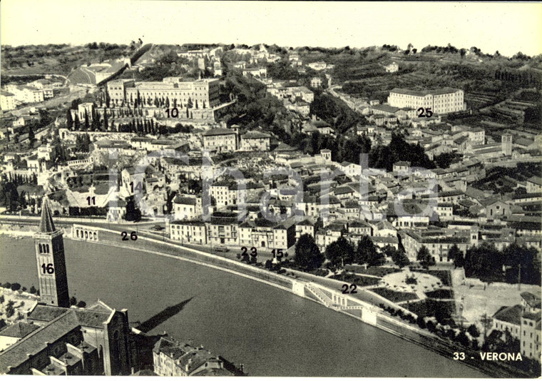 1950 ca VERONA Veduta panoramica aerea *Cartolina postale FG NV