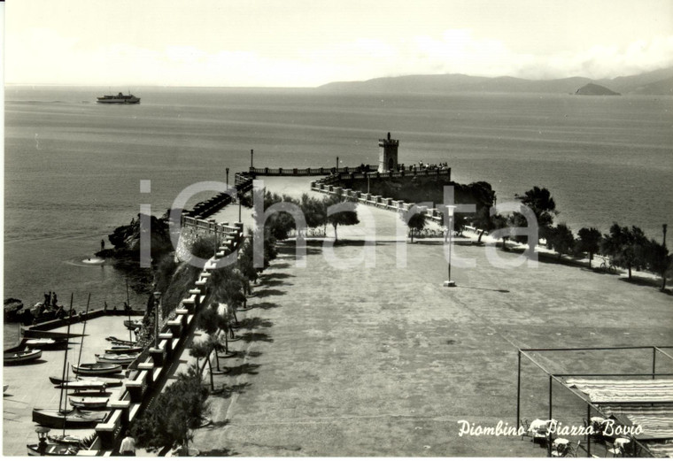 1960 ca PIOMBINO (LI) Veduta di piazza BOVIO verso il mare *Cartolina FG NV