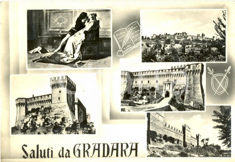 1957 GRADARA (PU) Vedutine della ROCCA MALATESTIANA *Cartolina FG VG