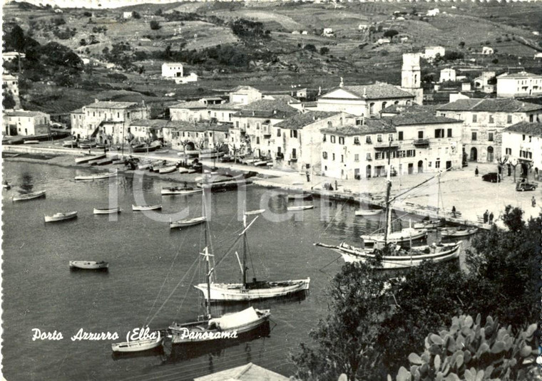1956 PORTO AZZURRO (LI) Veduta del porto sull' ELBA *Cartolina postale FG VG