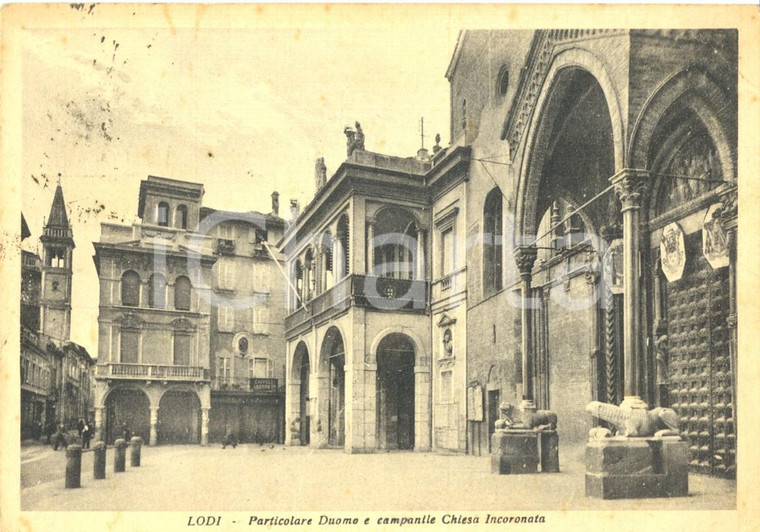 1947 LODI Particolare del DUOMO e campanile CHIESA INCORONATA *Cartolina FG VG