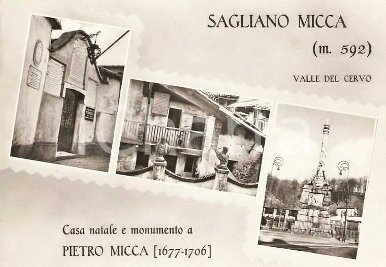 1961 SAGLIANO MICCA (BI) Vedutine Casa natale di Pietro MICCA *Cartolina FG NV