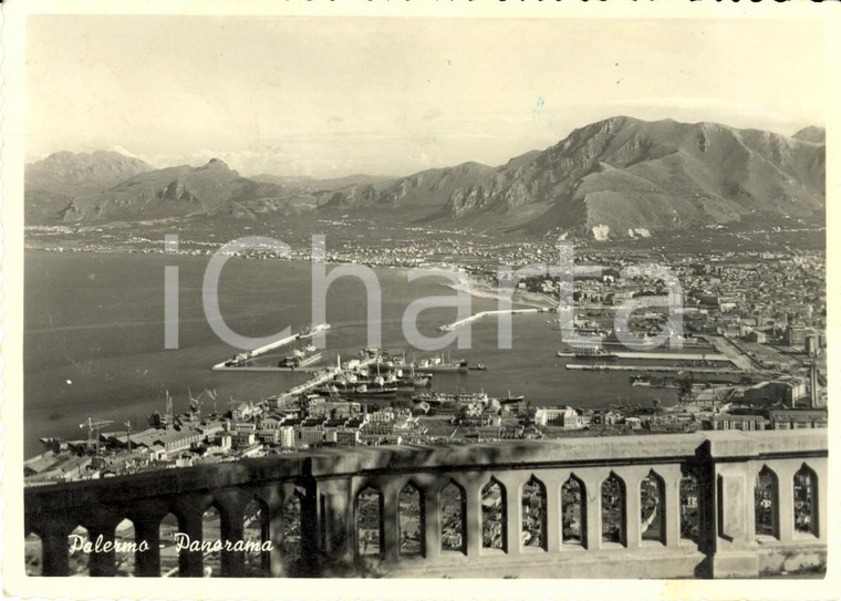 1955 PALERMO Veduta panoramica della città e del porto *Cartolina postale FG VG