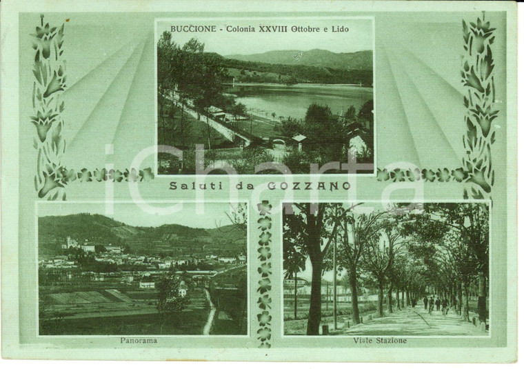 1941 GOZZANO (NO) Vedutine con colonia XXVIII Ottobre BUCCIONE *Cartolina FG VG