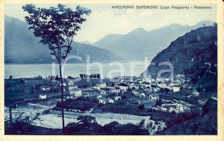 1938 MACCAGNO (VA) Panorama del paese e del lago MAGGIORE *Cartolina FP VG