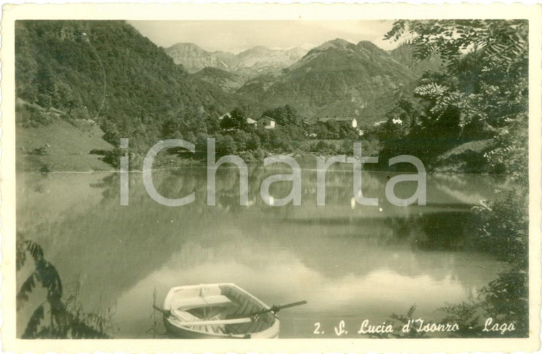 1941 TOLMINO (SLOVENIA) Barchetta sul lago a SANTA LUCIA D'ISONZO *Cartolina FP