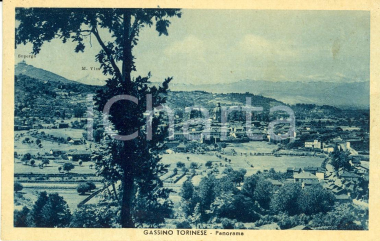1947 GASSINO TORINESE (TO) Panorama paese con Monte VISO e SUPERGA *Cartolina VG
