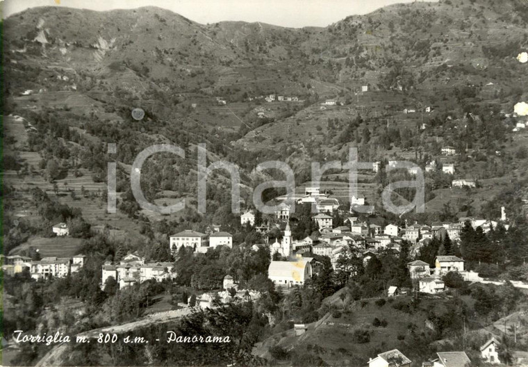 1974 TORRIGLIA (GE) Veduta panoramica del paese *Cartolina postale FG VG