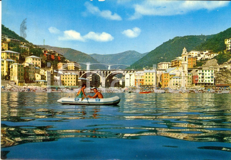 1968 SORI (GE) Panorama visto dal mare *ANIMATA con gommone VINTAGE FG VG