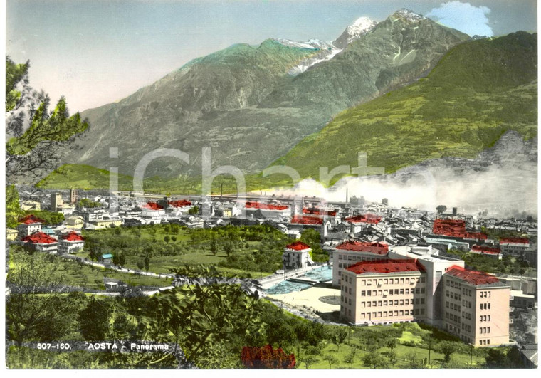 1959 AOSTA Panorama dall'alto della città *Cartolina FG VG