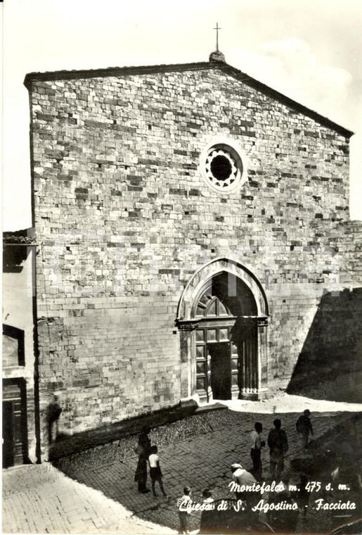 1965 MONTEFALCO (PG) Facciata Chiesa di SANT'AGOSTINO *Cartolina ANIMATA FG VG