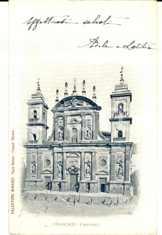 1900 ca FRASCATI (RM) Cattedrale *Cartolina a Ernestina CORSI DI BROSNASCO PRATO