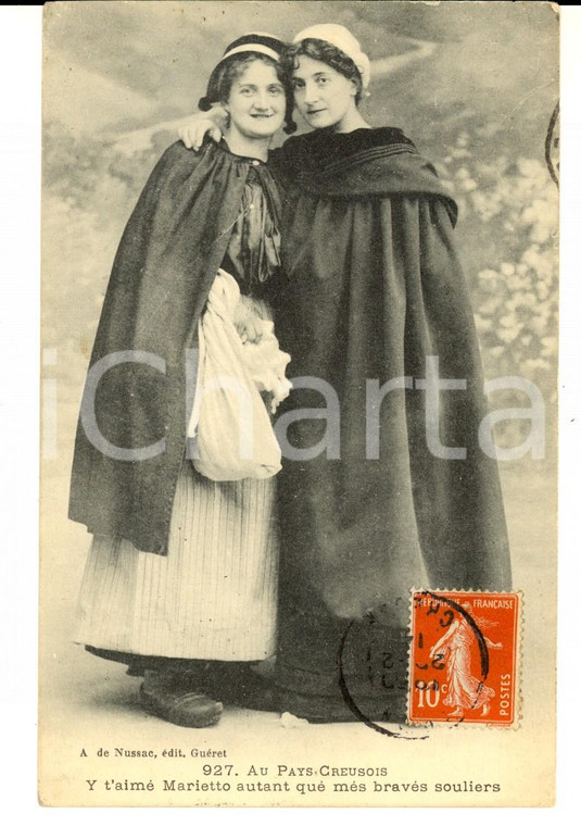 1914 COSTUMES TYPES CREUSOIS Y t'aime Marietto autant que més bravés souliers