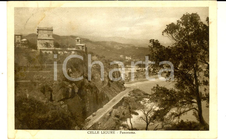 1932 CELLE LIGURE (SV) Veduta panoramica *Cartolina postale FP VG