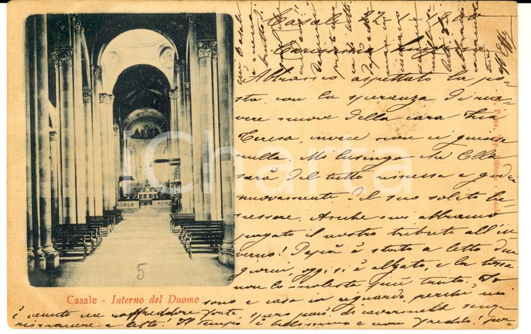 1900 CASALE MONFERRATO Interno del Duomo *Cartolina a nobile Luisa SERRA