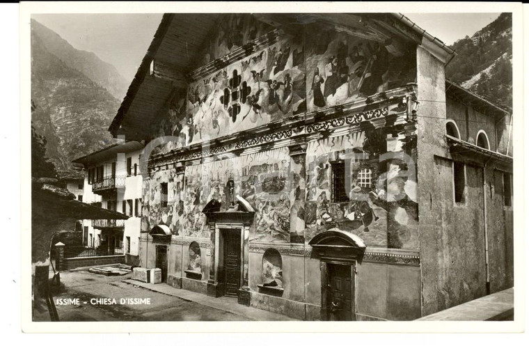 1940 ca ISSIME (AO) Veduta della facciata della chiesa *Cartolina postale FP