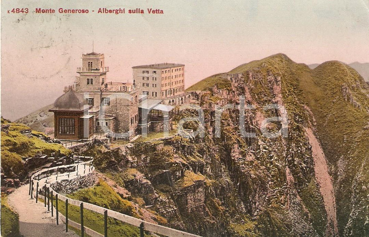 1911 CANTON TICINO Svizzera Monte GENEROSO Alberghi sulla Vetta *Cartolina FP VG