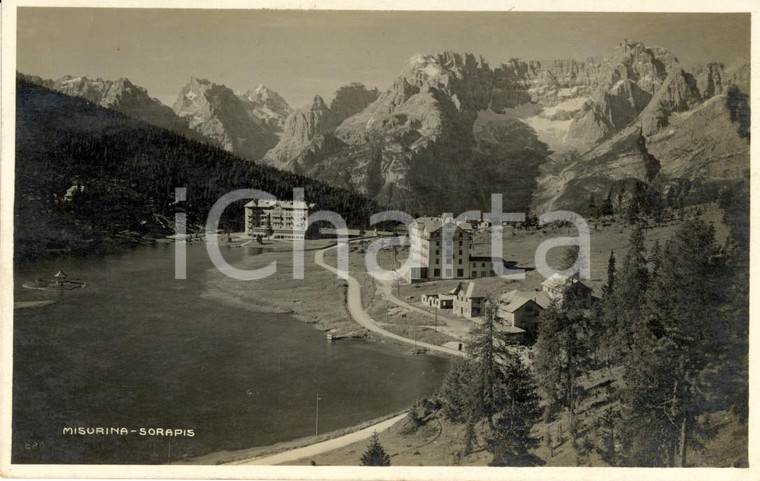 1926 MISURINA (BL) Veduta del lago con Monte SORAPIS *Cartolina FP VG