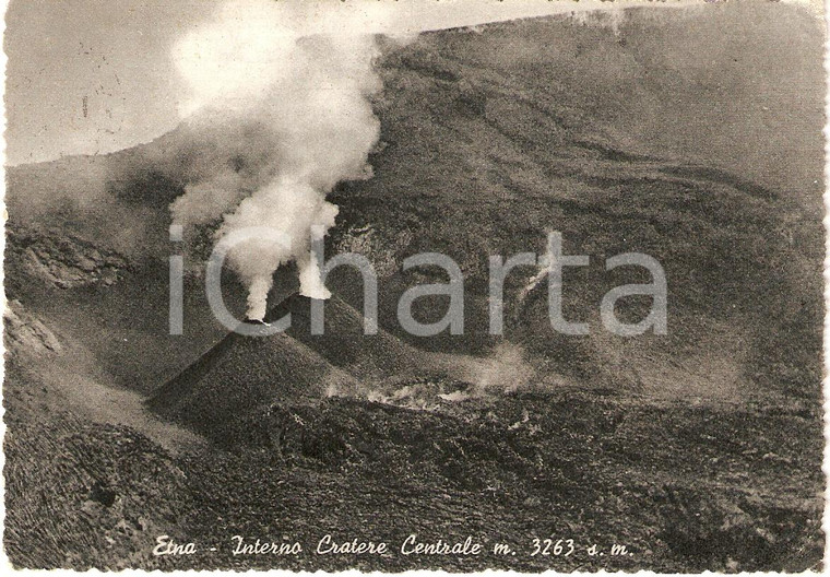 1954 CATANIA Veduta con interno del cratere centrale ETNA *Cartolina FG VG