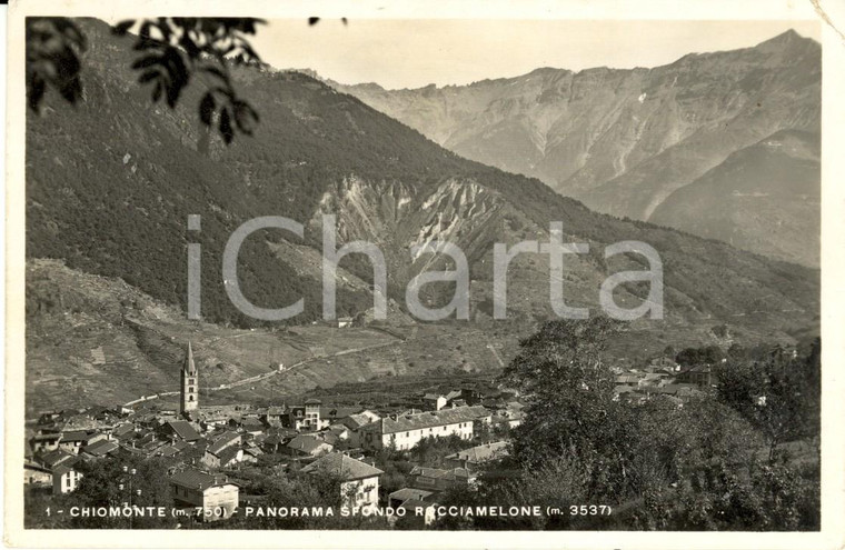 1949 CHIOMONTE (TO) Panorama paese con sfondo ROCCIAMELONE *Cartolina FP VG