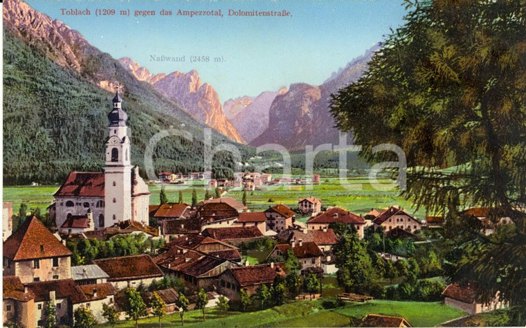 1912 DOBBIACO (BZ) Veduta paese e Valle d'AMPEZZO *Cartolina postale FP NV