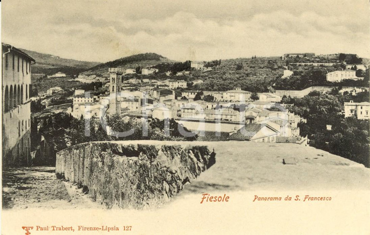1900 ca FIESOLE (FI) Panorama del paese da Colle SAN FRANCESCO *Cartolina FP NV