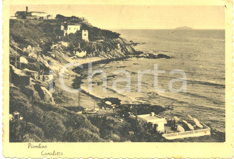 1950 PIOMBINO (LI) Panorama della spiaggia CANALETTO *Cartolina FG VG