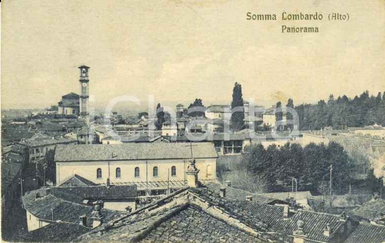 1916 SOMMA LOMBARDO (VA) Veduta panoramica dei tetti del paese *Cartolina FP VG