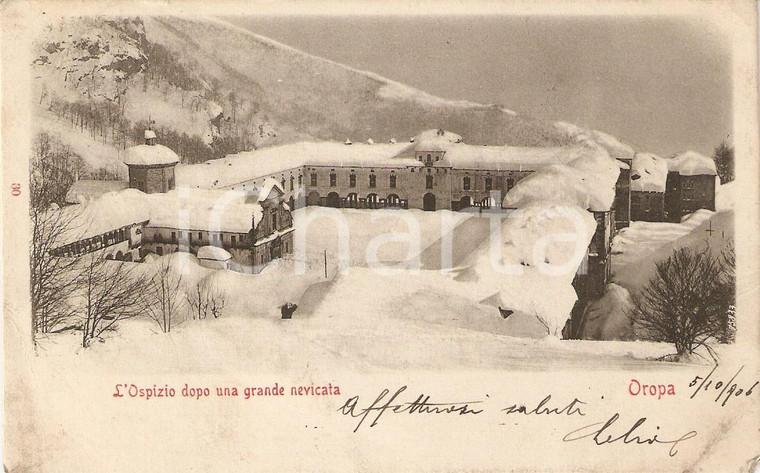 1906 OROPA (BI) L'Ospizio dopo una grande nevicata *Cartolina FP VG