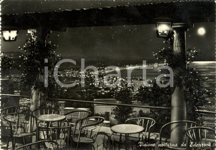 1956 GABICCE (RM) Visione notturna spiaggia da EDENROCK *Cartolina FG VG