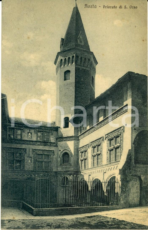 1920 ca AOSTA Veduta della Chiesa del Priorato di SANT'ORSO *Cartolina FP NV