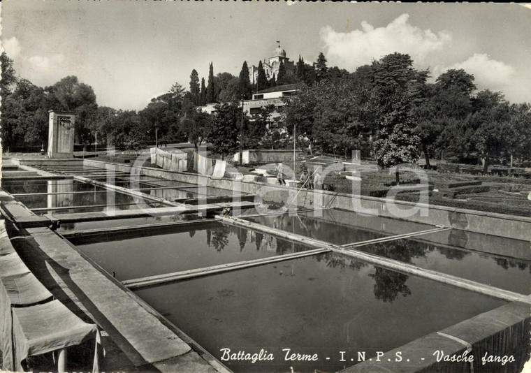 1959 BATTAGLIA TERME (PD) Sede INPS - Vasche di fango *Cartolina ANIMATA FG VG