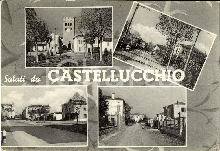 1955 CASTELLUCCHIO (MN) Vedutine del paese con Torre CIVICA *Cartolina FG VG