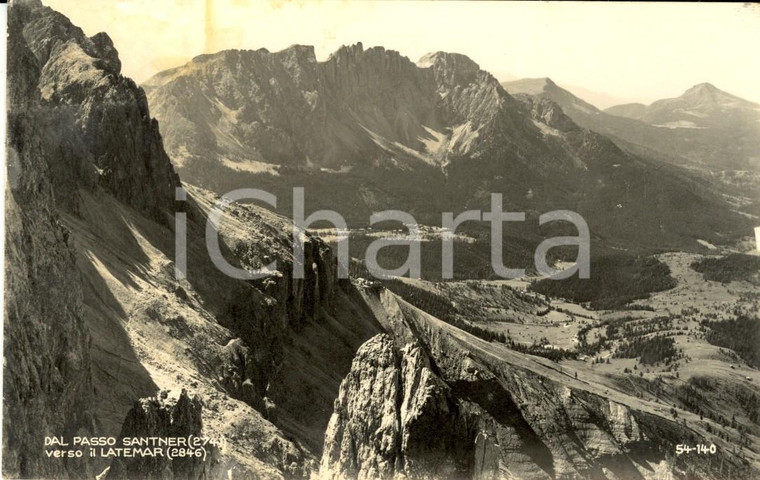 1940 ca PASSO SANTNER (BZ) Veduta vallata verso il LATEMAR *Cartolina FP NV