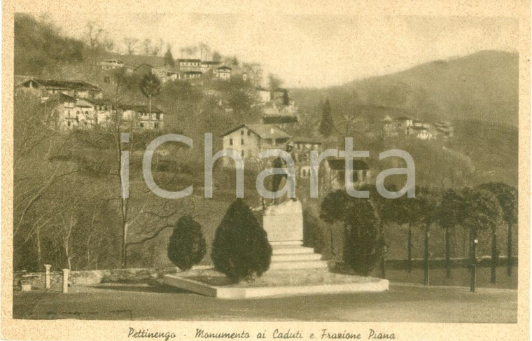 1935 ca PETTINENGO (BI) Monumento ai Caduti e frazione PIANA *Cartolina FP NV