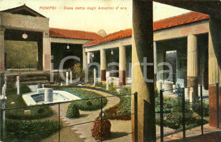 1918 POMPEI (NA) Veduta Casa detta degli AMORINI D'ORO *Cartolina postale FP VG
