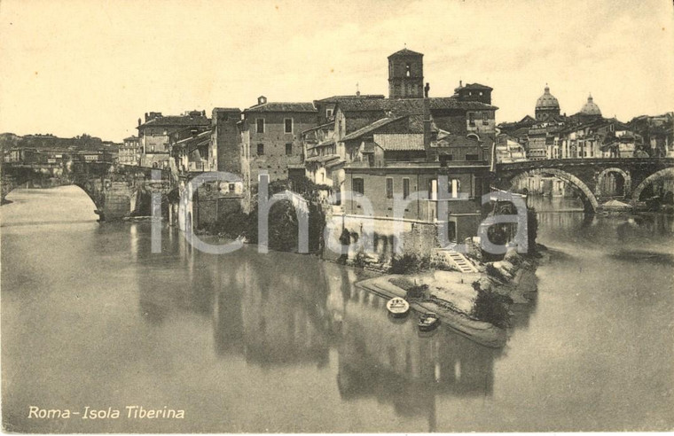 1915 ca ROMA Veduta dell'Isola TIBERINA sul TEVERE *Cartolina postale FP NV