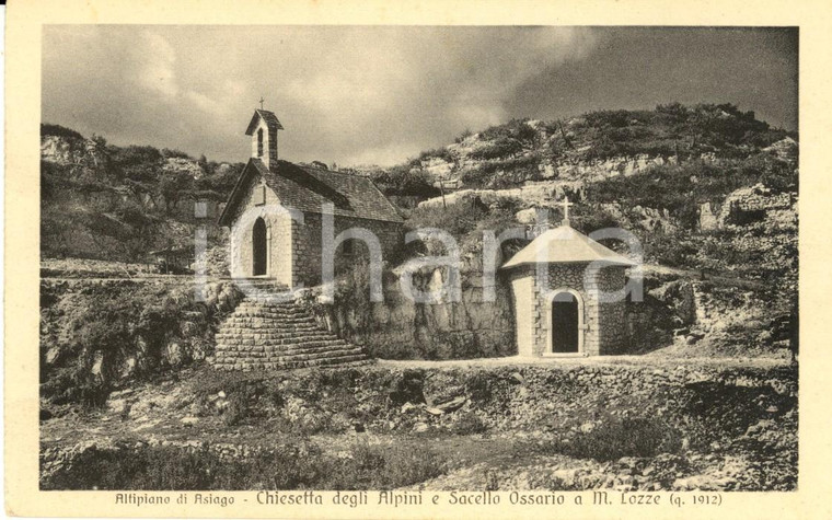 1940 ca LOZZE (VI) Altopiano ASIAGO Chiesa Alpini e Sacello Ossario *Cartolina