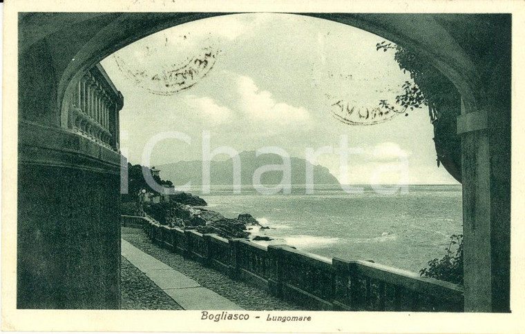 1940 ca BOGLIASCO (GE) Veduta panoramica del lungomare *Cartolina FP VG
